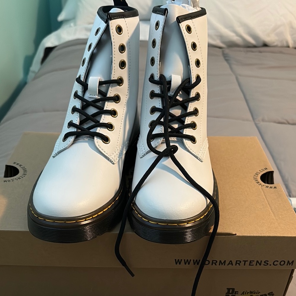 Dr. Martens White Leather Women's Boots